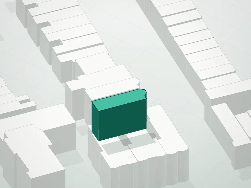 3D massing drawing of 382 7th Street Condominium and neighboring buildings