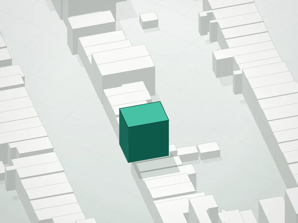 3D massing drawing of 353 20th Street Condominium and neighboring buildings