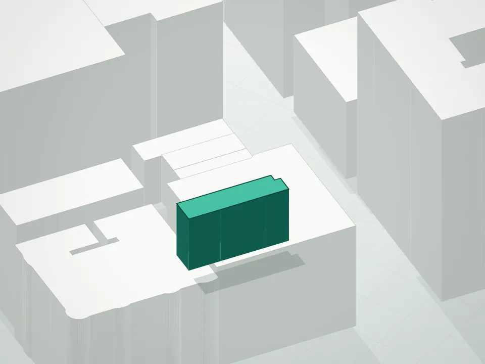 3D massing drawing of 254 West 88th Street Condominium and neighboring buildings