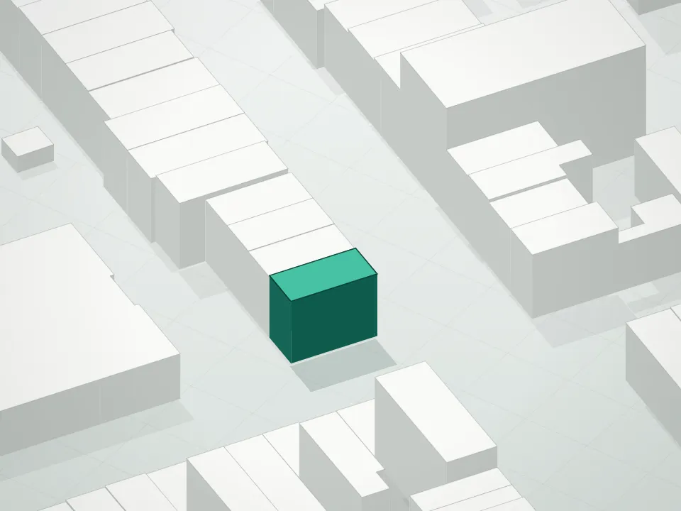 3D massing drawing of 334 Union Street Condominium and neighboring buildings