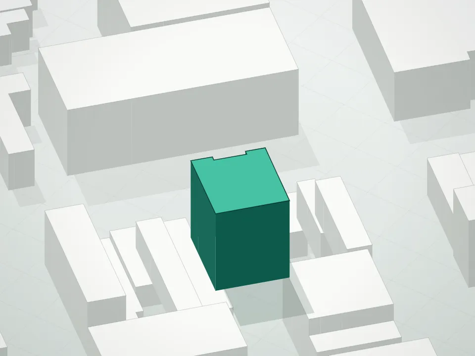 3D massing drawing of Wanlong Condominium and neighboring buildings