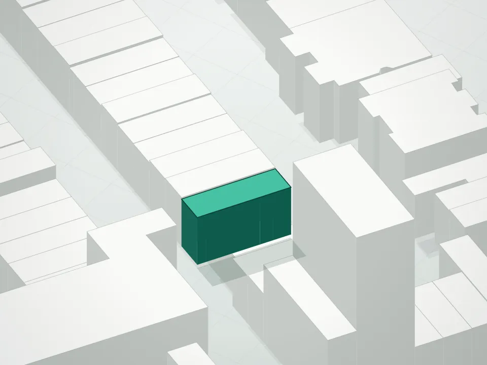 3D massing drawing of 47 St. Mark'S Place Condominium and neighboring buildings