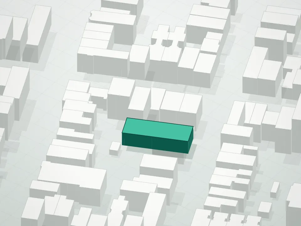 3D massing drawing of 269 Eckford Street Condominium (The ) and neighboring buildings