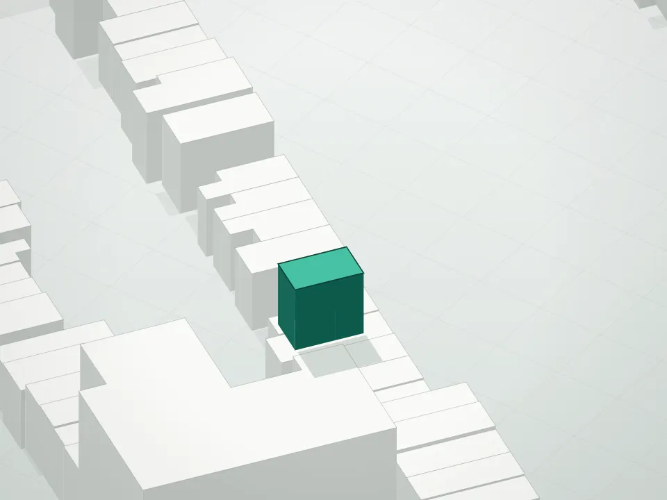 3D massing drawing of 266 10th Street Condominium and neighboring buildings