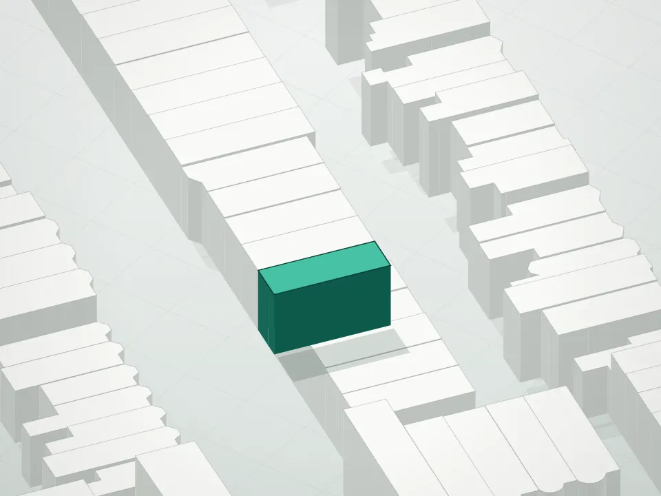 3D massing drawing of 591 10th Street Condominium and neighboring buildings