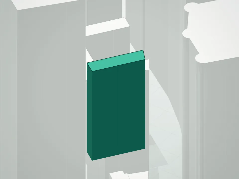 3D massing drawing of Diamond Exchange Condominium and neighboring buildings