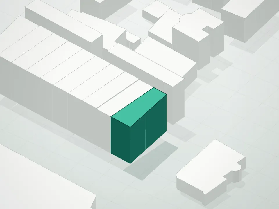 3D massing drawing of 150-02 Northern Boulevard Condominium and neighboring buildings