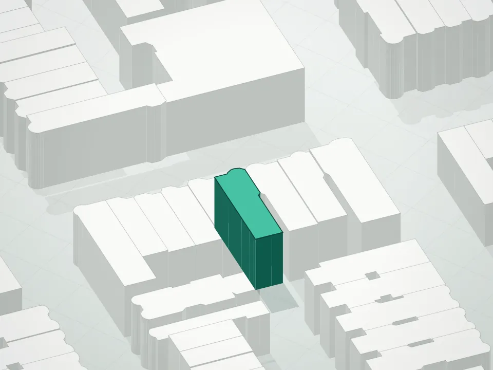 3D massing drawing of 275 6th Avenue Condominium and neighboring buildings