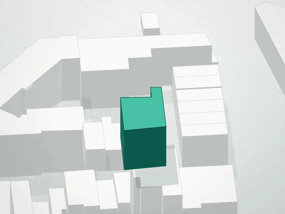 3D massing drawing of 221 Middleton Street Condominium and neighboring buildings