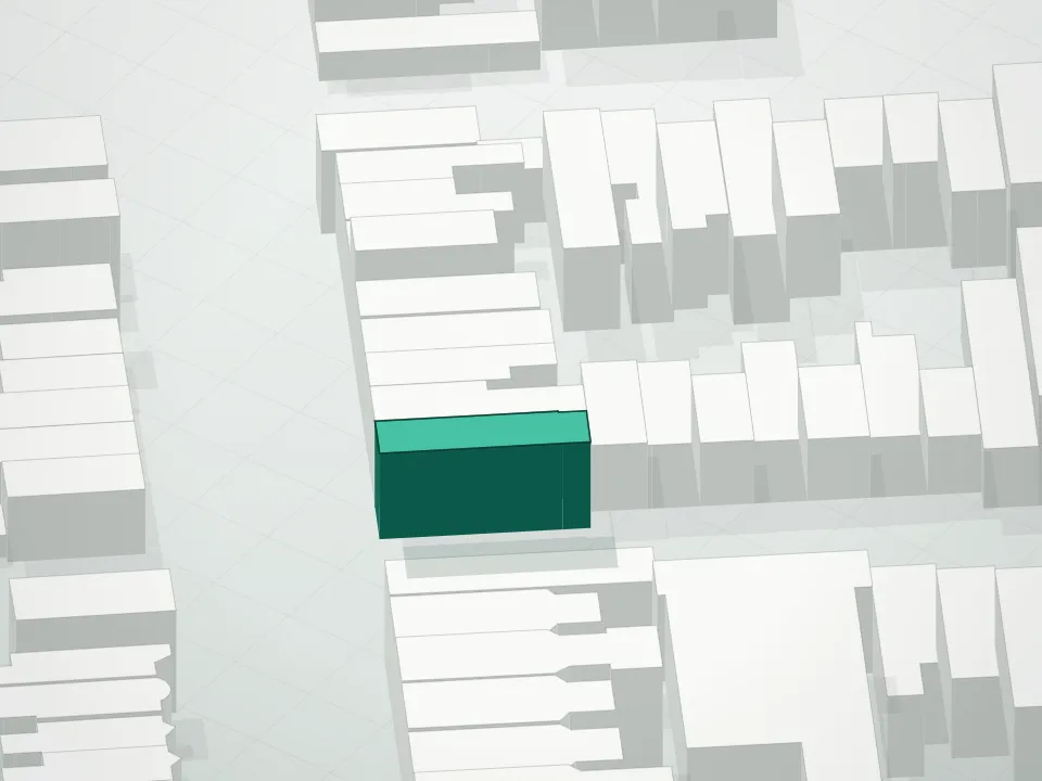 3D massing drawing of 316 Rutledge Street Condominium and neighboring buildings