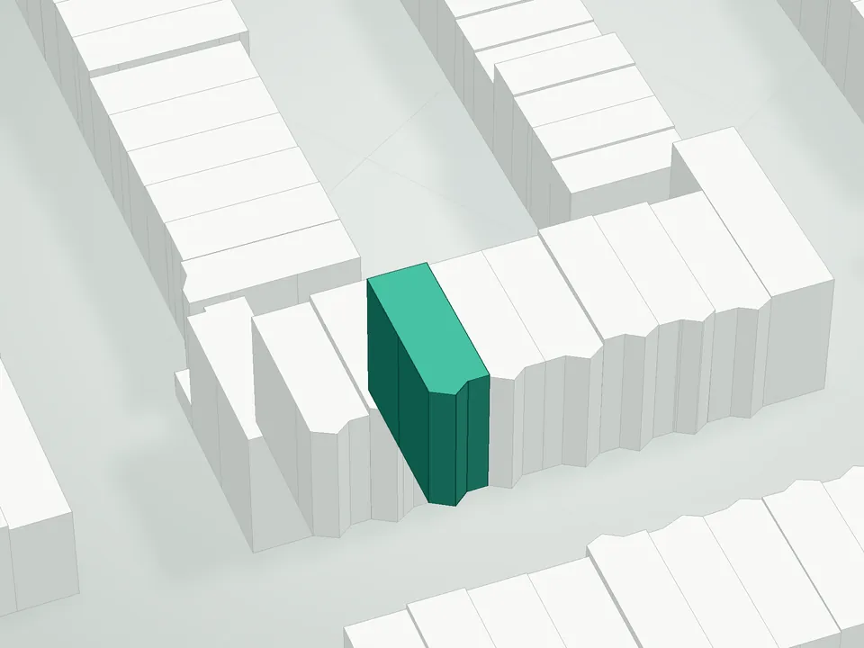 3D massing drawing of 350 6th Avenue Condominium, 350 6th Avenue, Brooklyn, and neighboring buildings