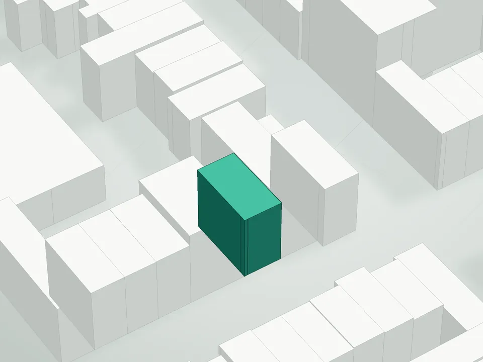 3D massing drawing of 506 Henry Street Condominium, 506 Henry Street, Brooklyn, and neighboring buildings