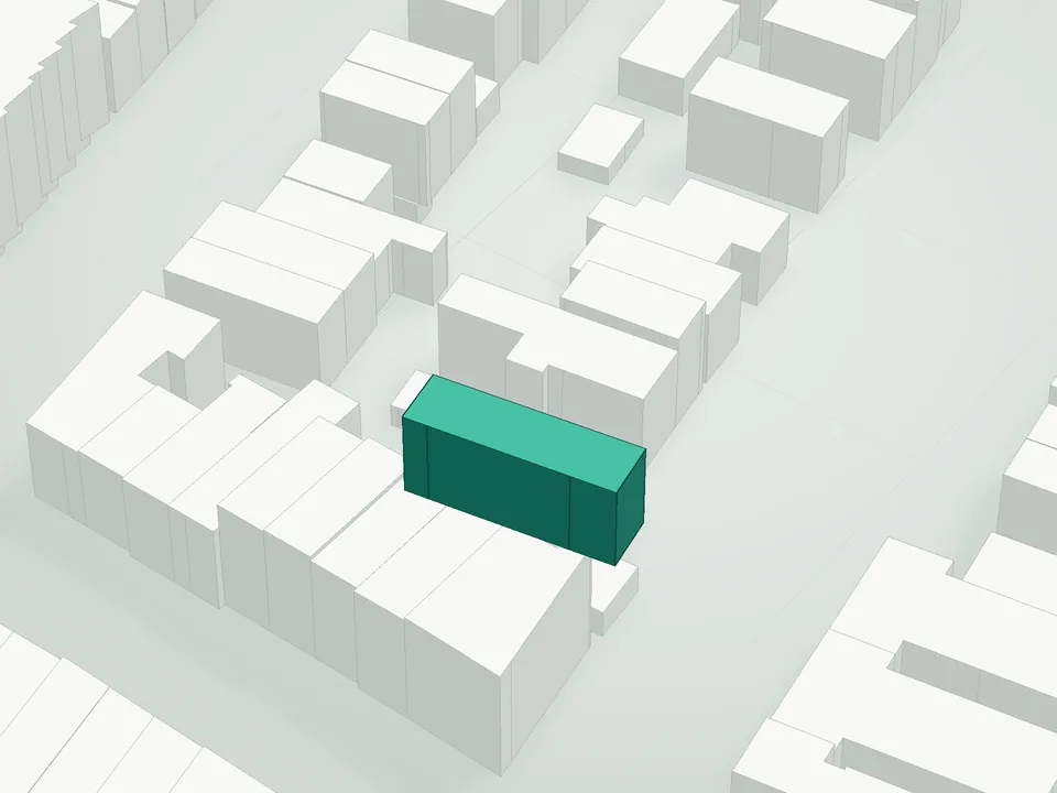 3D massing drawing of 148 Clinton Avenue Condominium, 148 Clinton Avenue, Brooklyn, and neighboring buildings