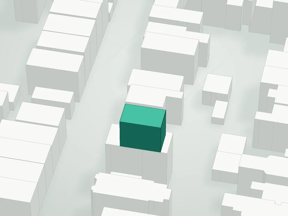 3D massing drawing of 104 Newel Condominium, 104 Newel Street, Brooklyn, and neighboring buildings