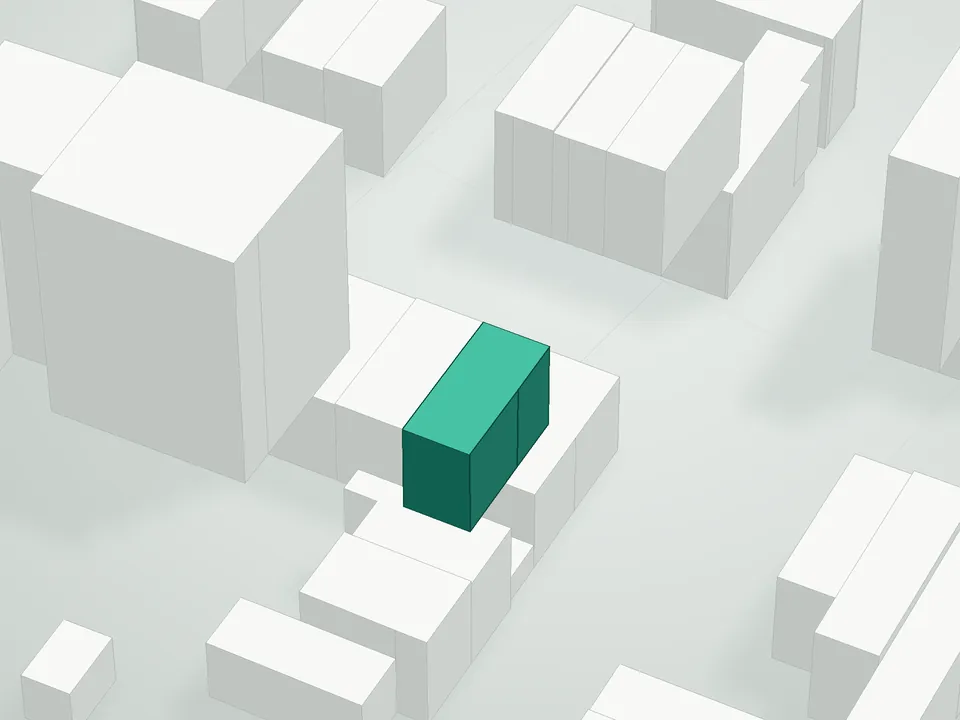 3D massing drawing of 600 & 610 Dekalb Avenue Condominium, 600 & 610 Dekalb Avenue, Brooklyn, and neighboring buildings