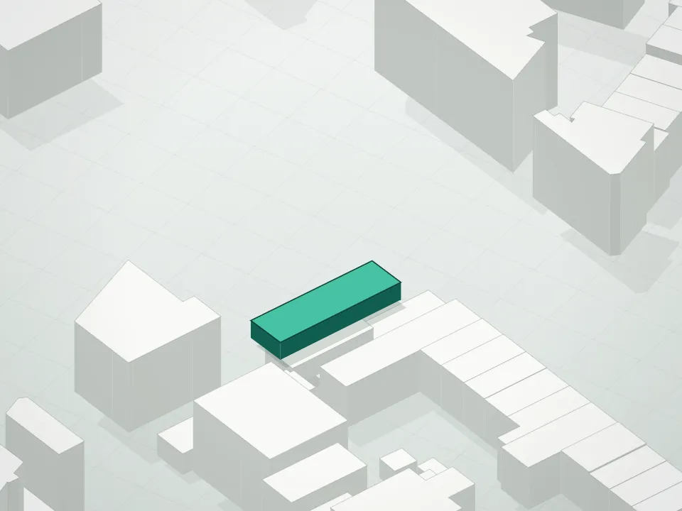3D massing drawing of 755 Washington Avenue Condominium and neighboring buildings