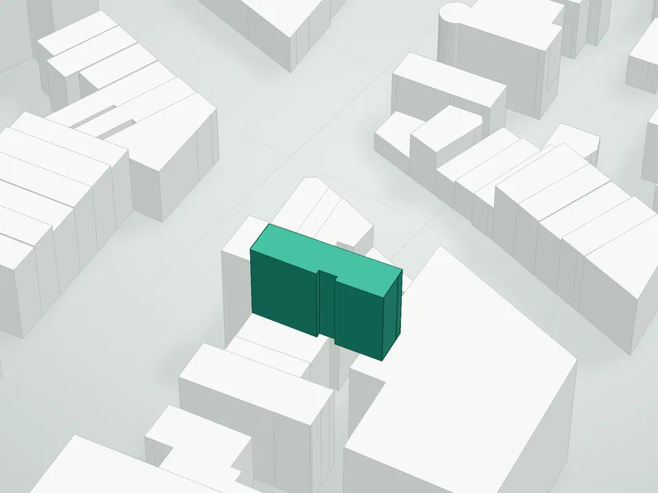 3D massing drawing of 503 Clinton Avenue Condominium, 503 Clinton Avenue, Brooklyn, and neighboring buildings