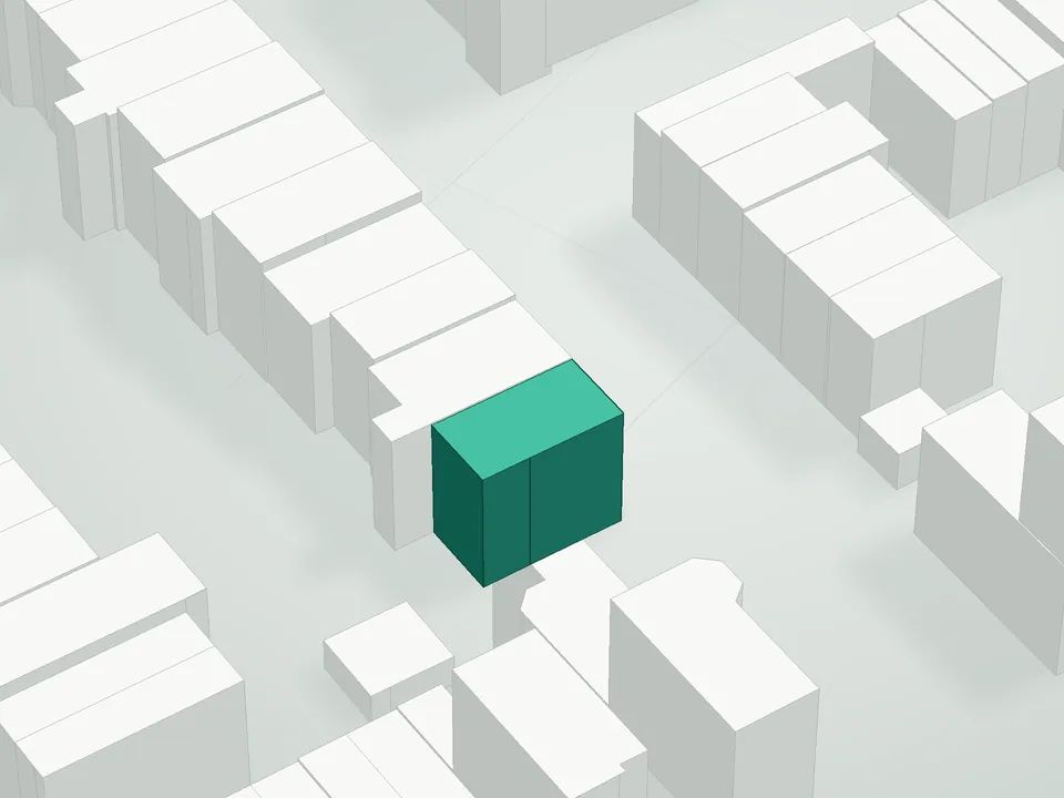 3D massing drawing of 238 Degraw Street Condominium, 238 Degraw Street, Brooklyn, and neighboring buildings