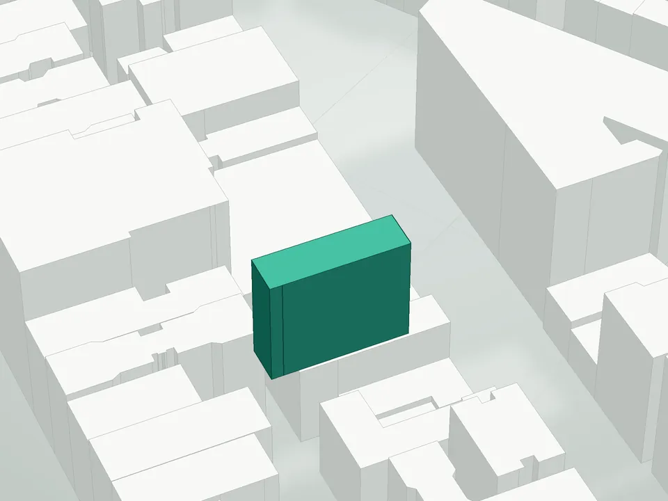 3D massing drawing of 220 East 9th Street Condominium, 220-228 East 9th Street, Manhattan, and neighboring buildings