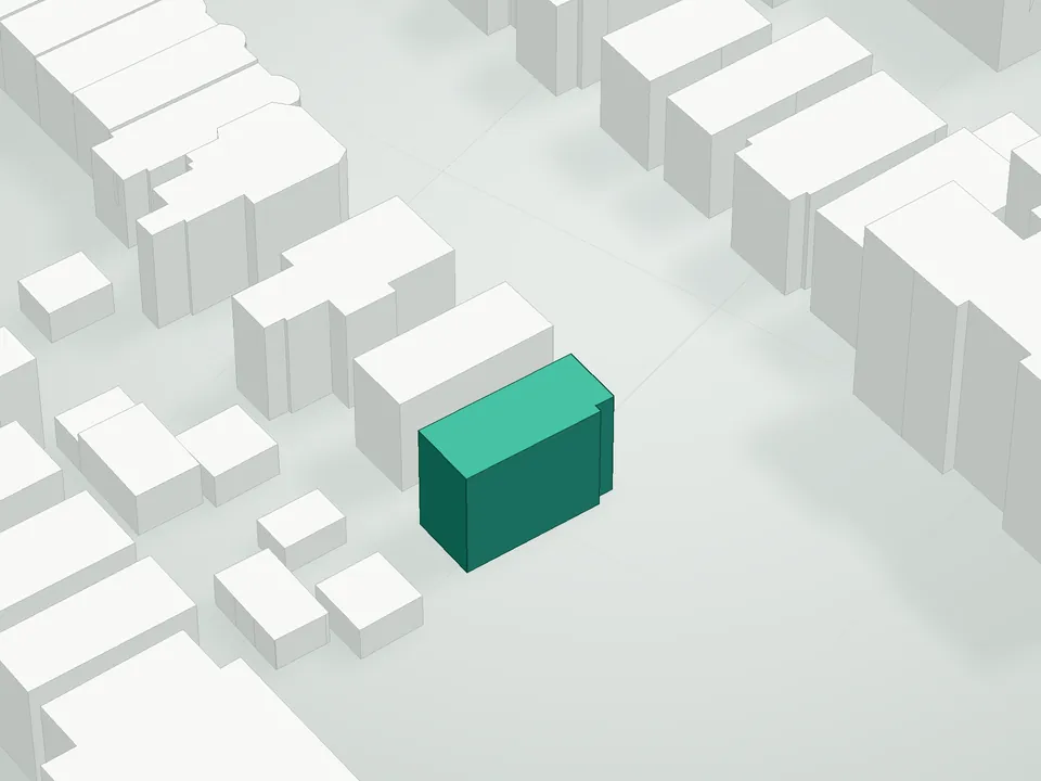 3D massing drawing of 368 & 372 92nd Street Condominium, 368 & 372 92nd Street, Brooklyn, and neighboring buildings