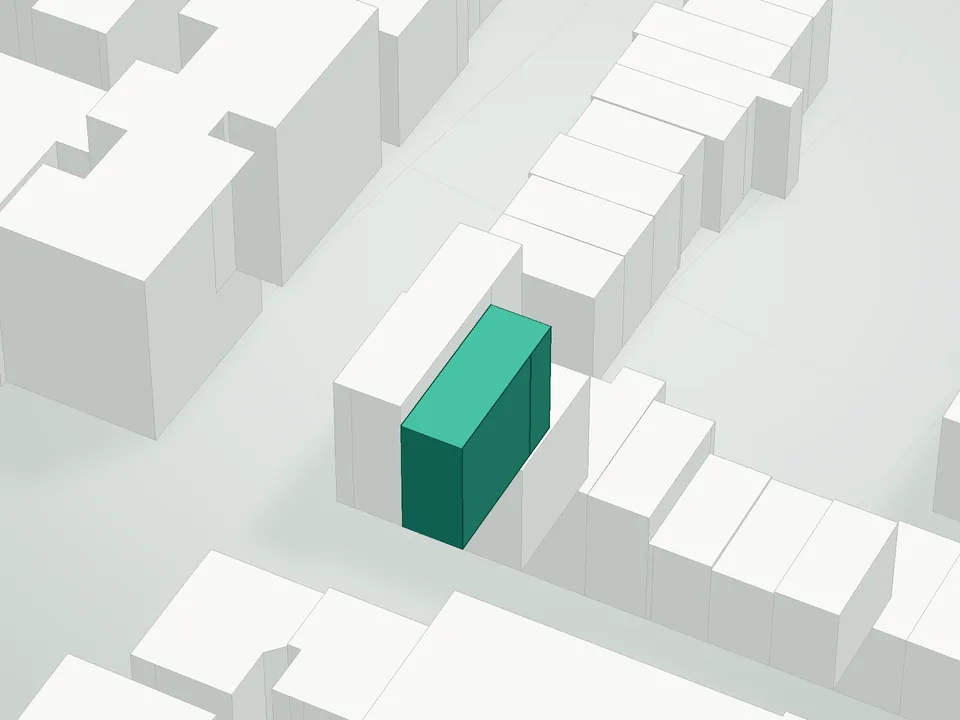 3D massing drawing of 41 Putnam Avenue Condominium, 41 Putnam Avenue, Brooklyn, and neighboring buildings
