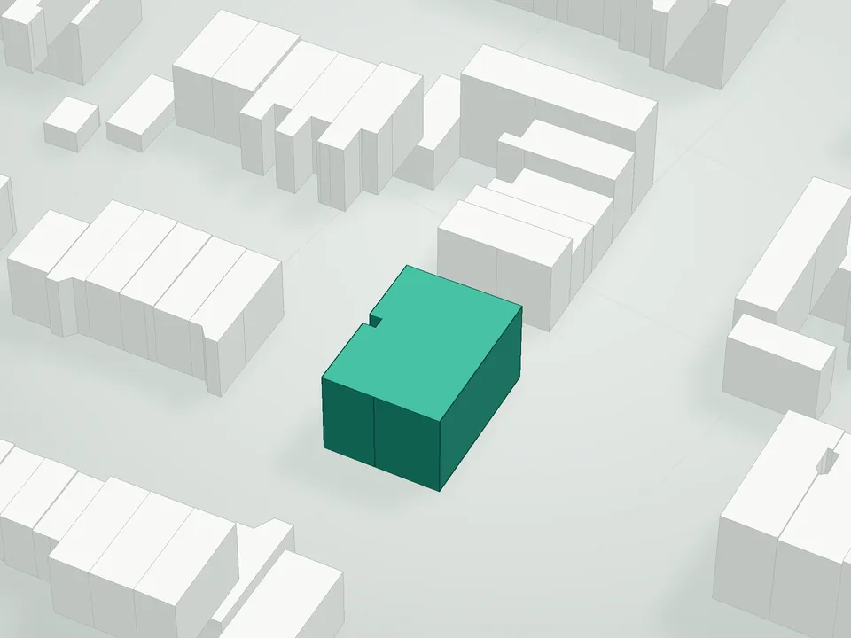 3D massing drawing of 269 Bainbridge Condominium, 269 Bainbridge Street, Brooklyn, and neighboring buildings