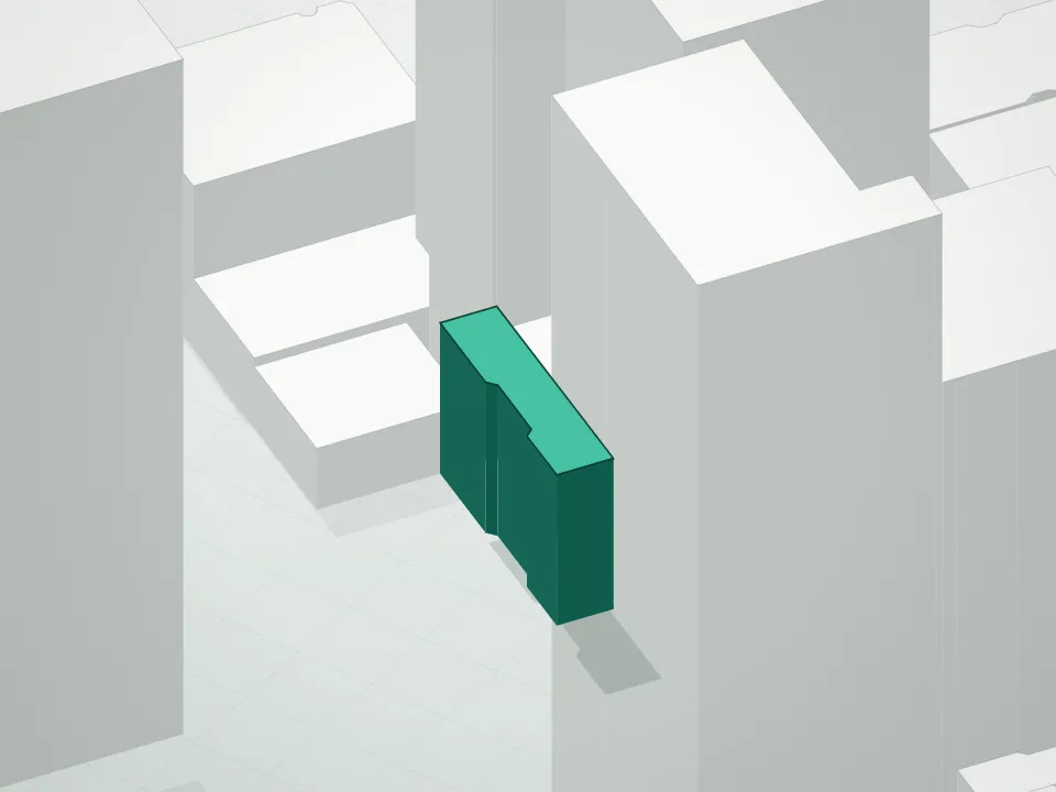 3D massing drawing of 171 East 86th Street Condominium and neighboring buildings