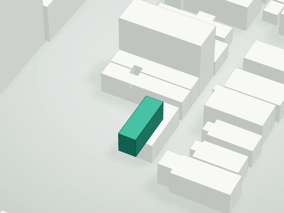 3D massing drawing of Oriental Boulevard Condominium, 101 Oriental Boulevard, Brooklyn, and neighboring buildings