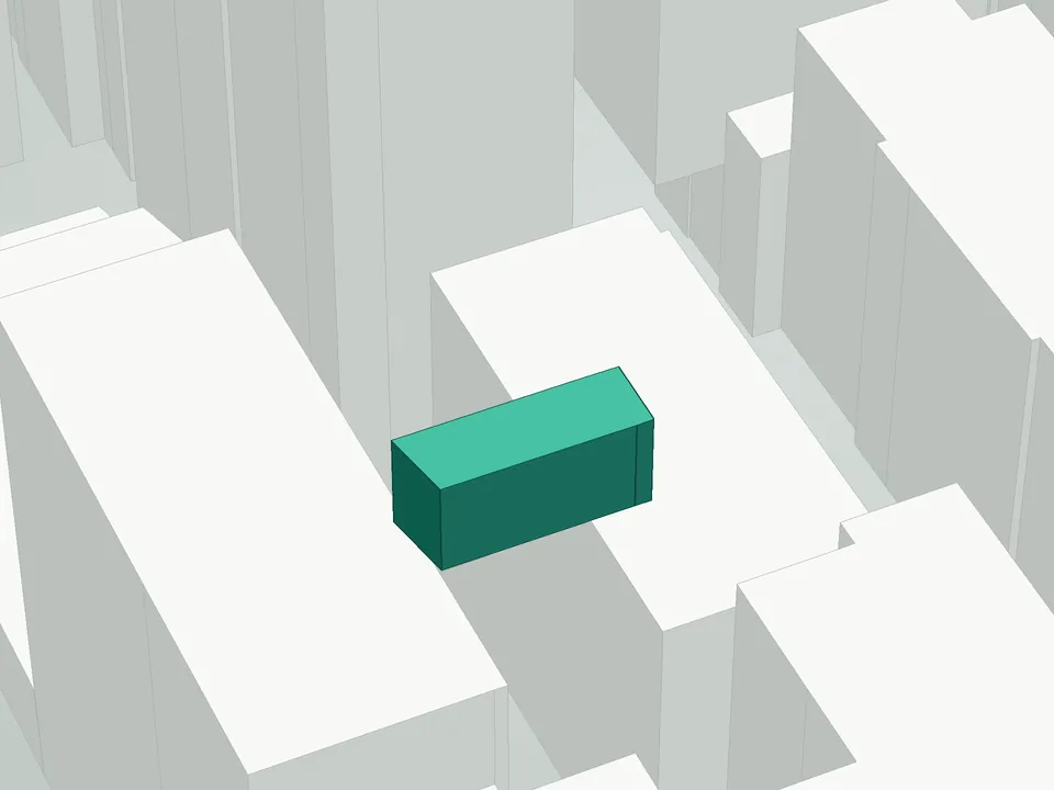 3D massing drawing of Ava, 20 W. 15th Street, Manhattan, and neighboring buildings