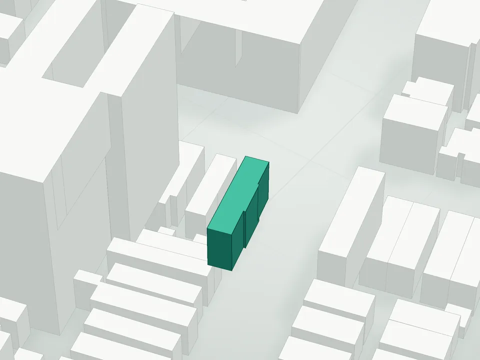 3D massing drawing of 3004 Brighton 7th Street Condominium, 3004 Brighton 7th Street, Brooklyn, and neighboring buildings