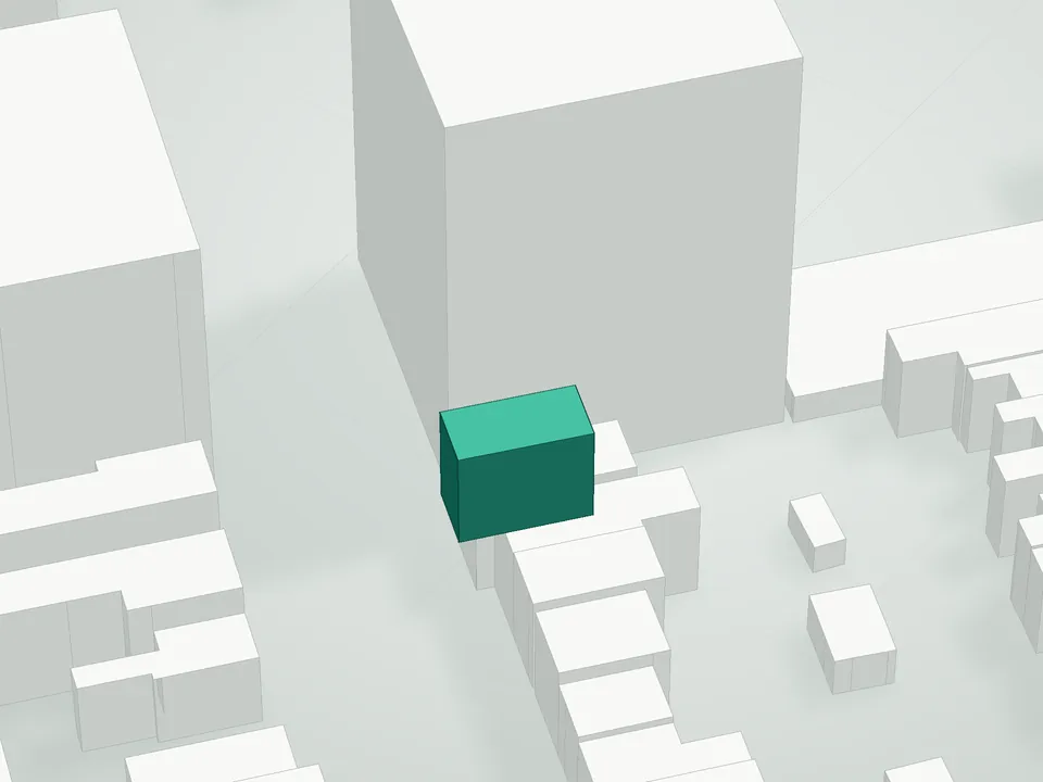 3D massing drawing of 179 19th Street Condominium, 179 19th Street, Brooklyn, and neighboring buildings