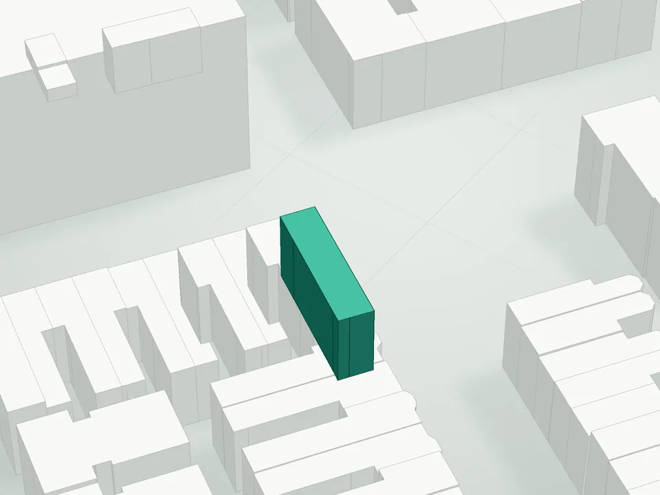 3D massing drawing of 501 8th Avenue Condominium, 501 8th Avenue, Brooklyn, and neighboring buildings