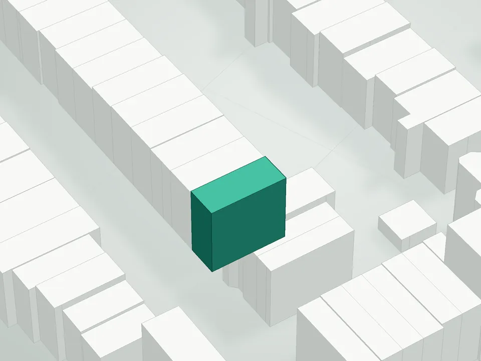 3D massing drawing of 235 Sackett Street Condominium, 235 Sackett Street, Brooklyn, and neighboring buildings