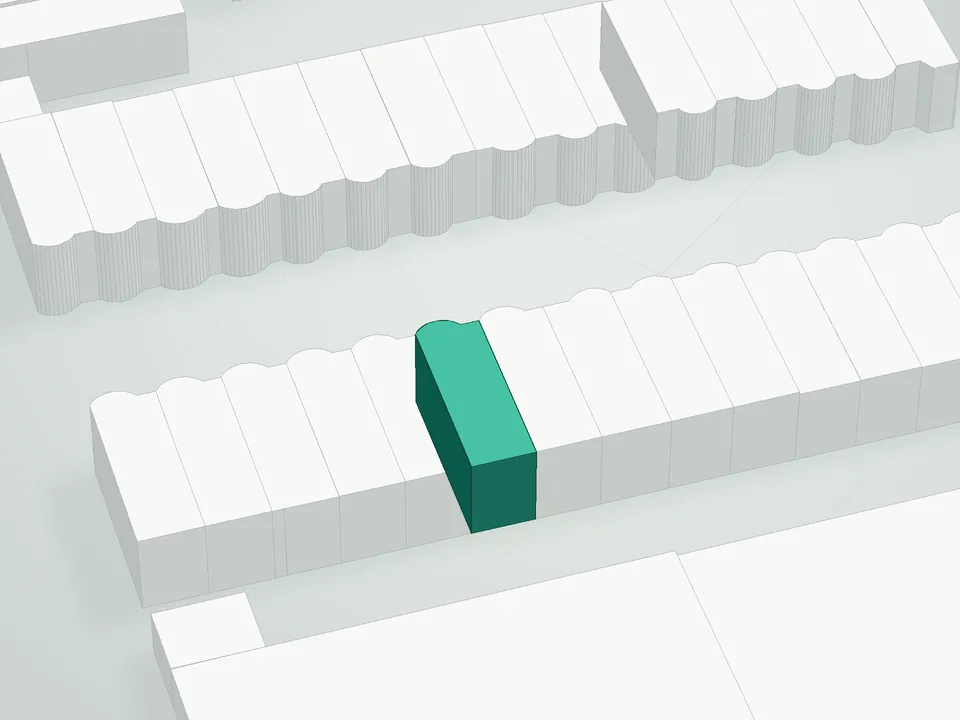 3D massing drawing of 350 Weirfield Street Condominium, 350 Weirfield Street, Brooklyn, and neighboring buildings