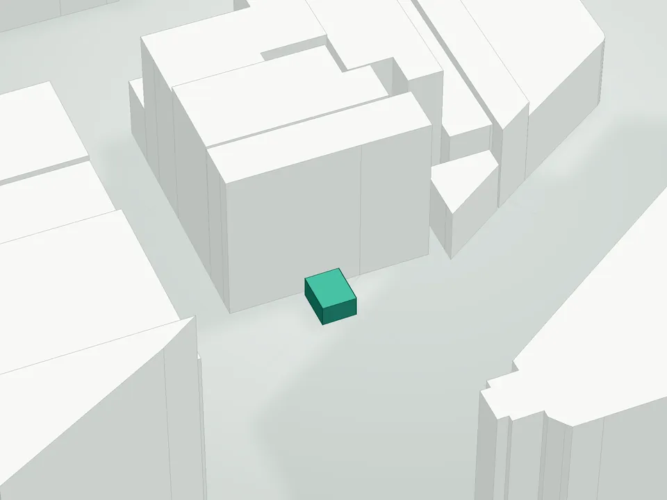 3D massing drawing of 14 White Street Condominium, 14 White Street, Manhattan, and neighboring buildings