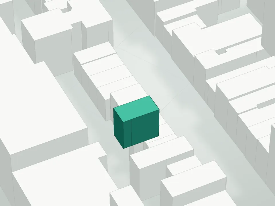 3D massing drawing of 436 State Street Condominium, 436 State Street, Brooklyn, and neighboring buildings