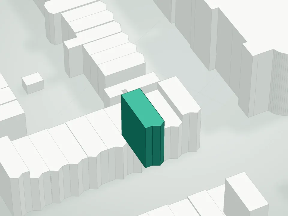 3D massing drawing of 132 Sixth Avenue Condominium, 132 6th Avenue, Brooklyn, and neighboring buildings