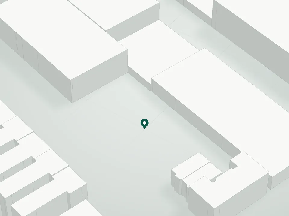 3D massing drawing of Skyline 8 Condominium, 11-37 44th Drive, Queens, and neighboring buildings