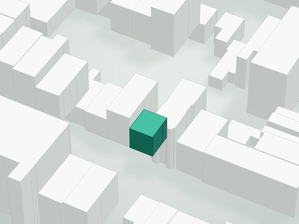3D massing drawing of 145 Conselyea Street Condominium, 145 Conselyea Street, Brooklyn, and neighboring buildings