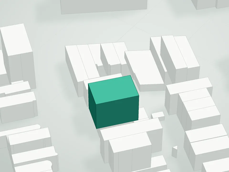 3D massing drawing of 1119 42nd Street Condominium, 1119 42nd Street, Brooklyn, and neighboring buildings
