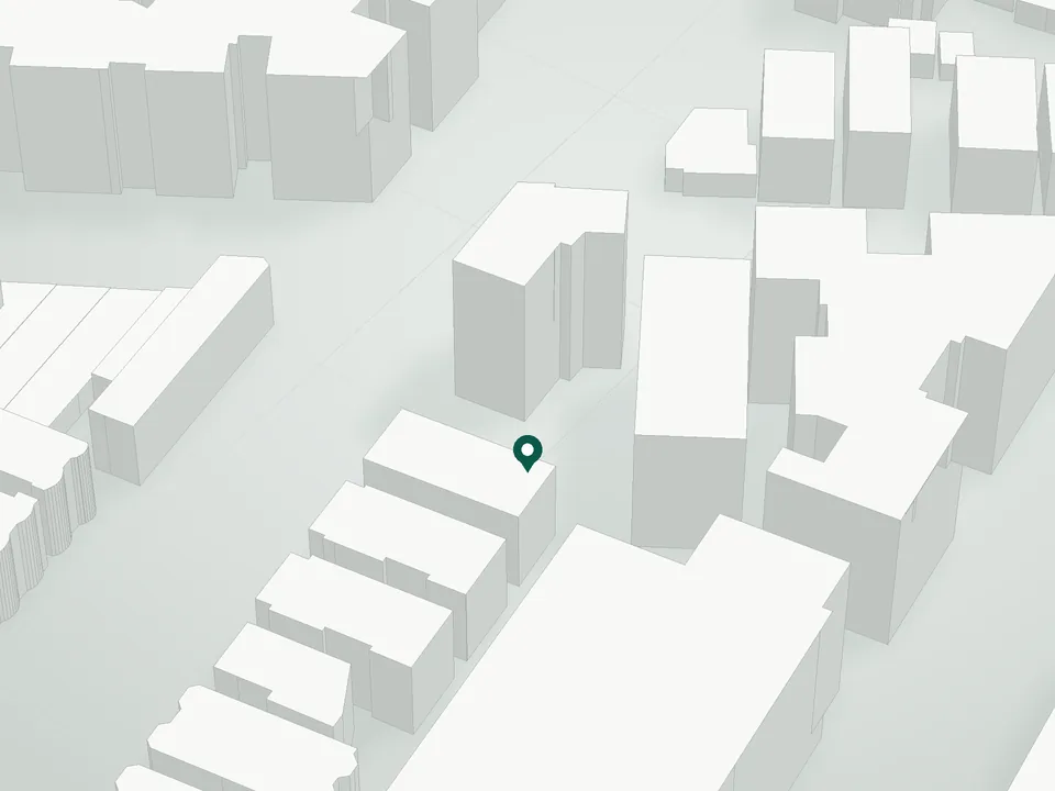 3D massing drawing of Ditmas 17 Condominium, 593 East 17th Street, Brooklyn, and neighboring buildings