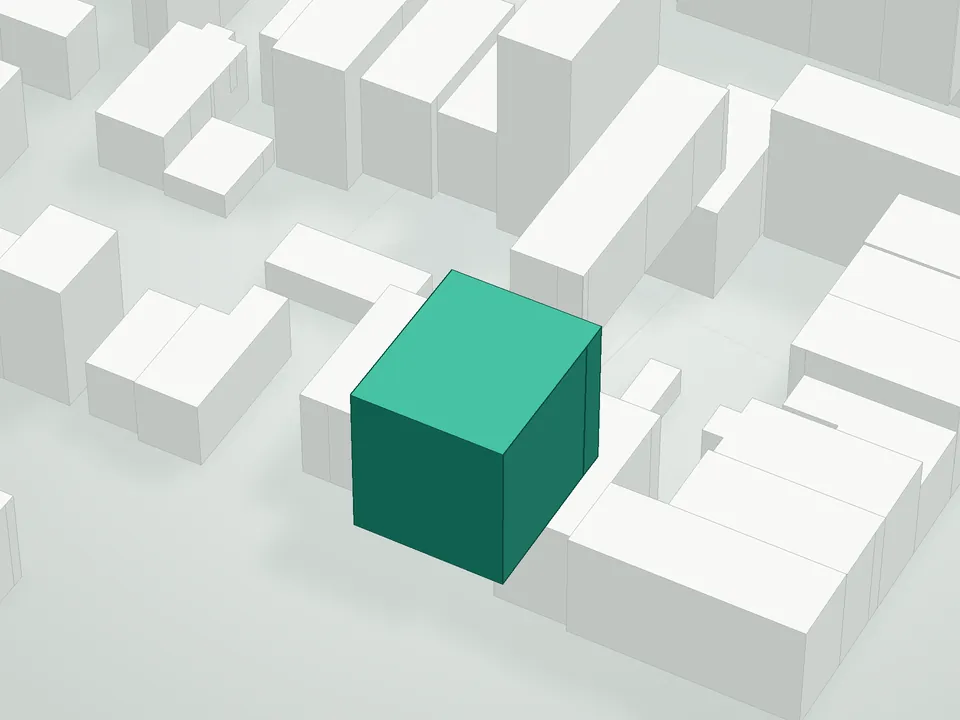 3D massing drawing of 185 Skillman Avenue Condominium, 185 Skillman Avenue, Brooklyn, and neighboring buildings