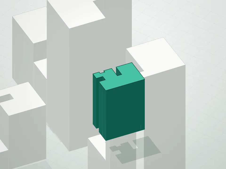3D massing drawing of Trump Parc East Condo and neighboring buildings