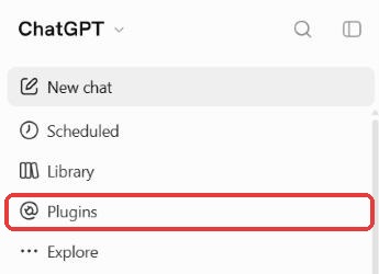 ChatGPT's sidebar, with Plugins