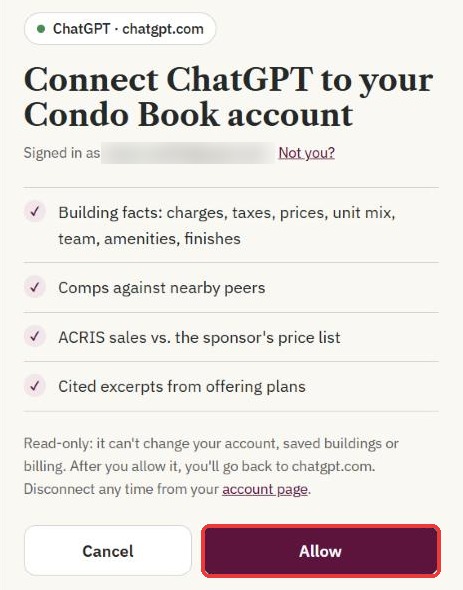 The Allow page for ChatGPT