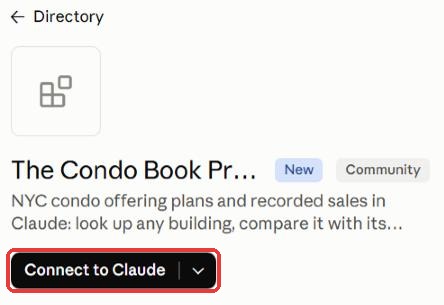 Claude's connector directory, with the Connect to Claude button