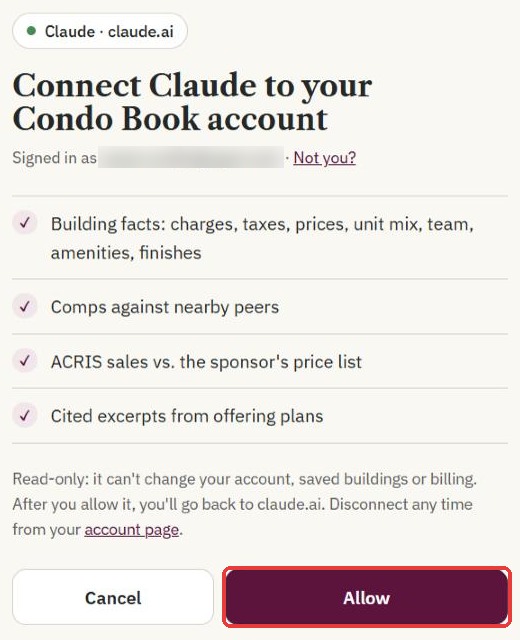 The Allow page for Claude